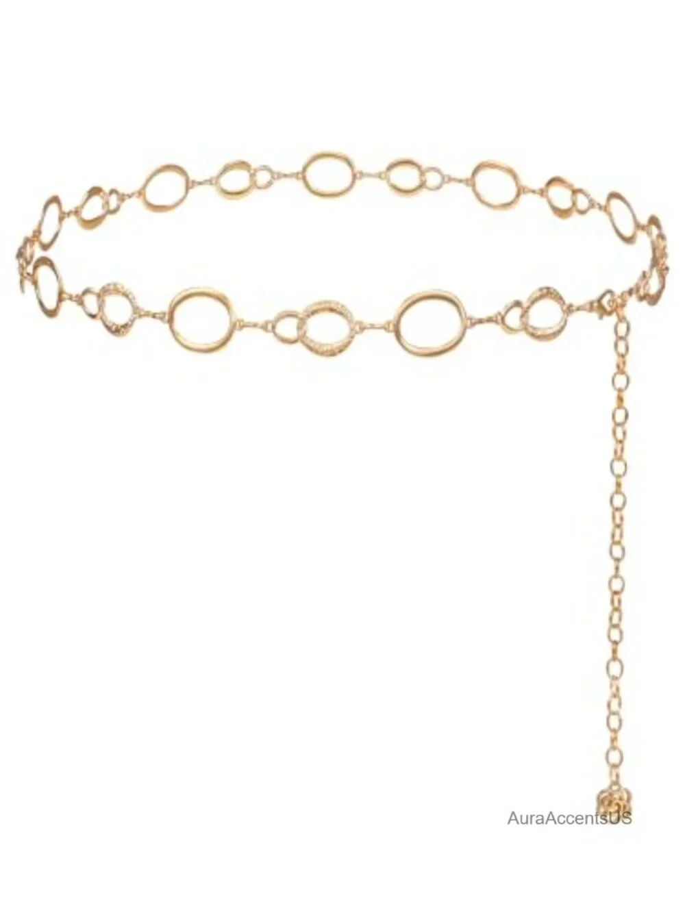 Metal Chain Belt with O-Rings for Dresses Jeans